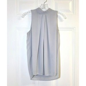 Naked Zebra Blouse Womens Size S Gray Peekaboo Back Sleeveless Lined High Neck